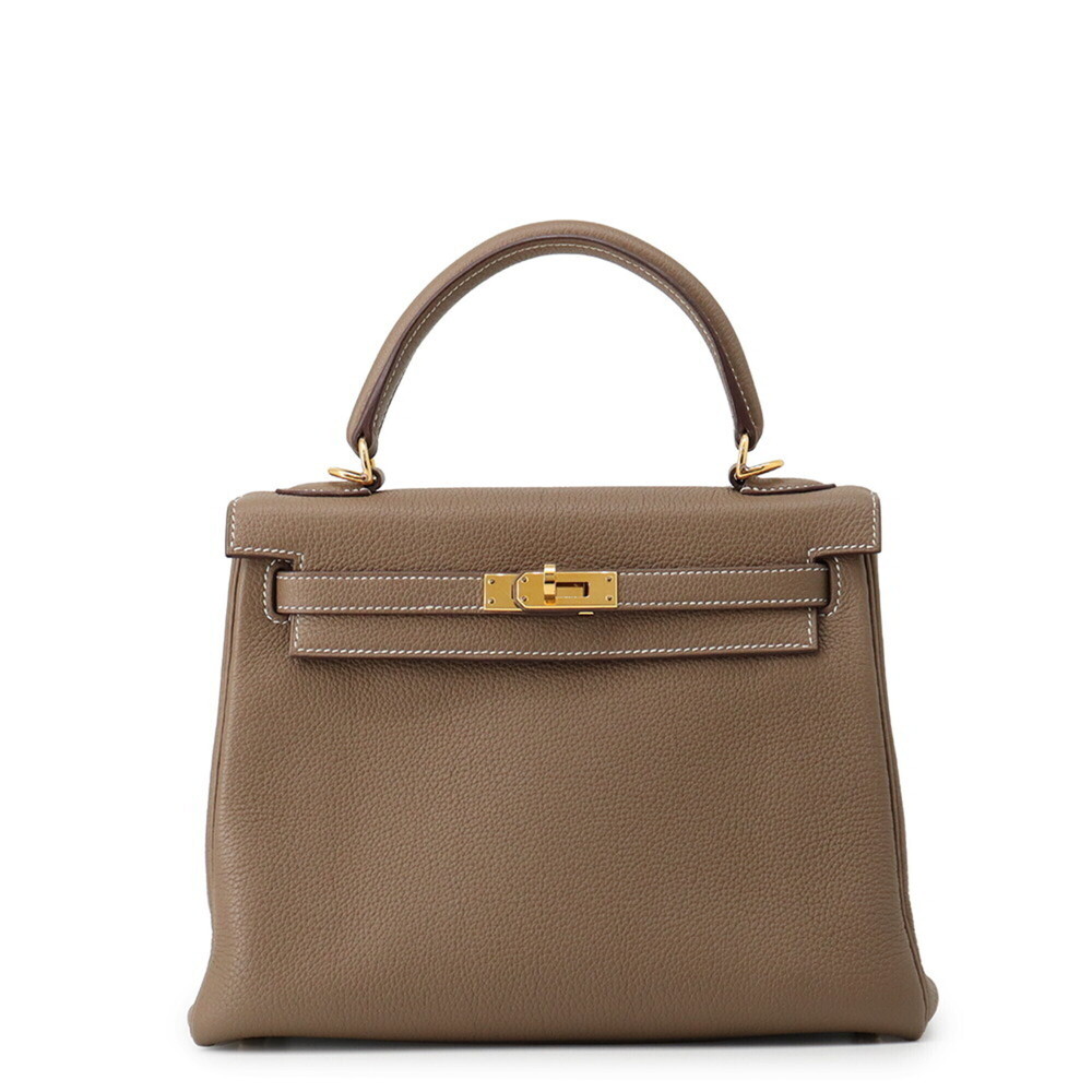 Hermes Kelly 25 handbag, inner stitching, Etoupe Togo leather, Z stamp, HERME...